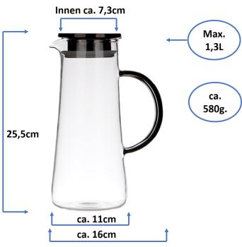 Glaskrug 1,3L mit Deckel - Black High